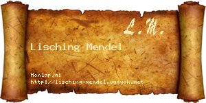 Lisching Mendel névjegykártya